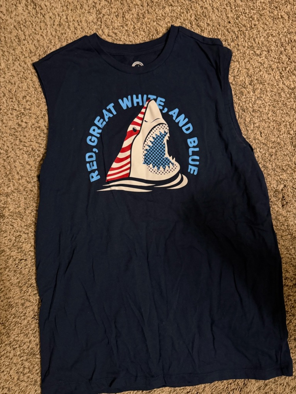 4th of July Patriotic Shark Tank Top Red, Great White, and Blue